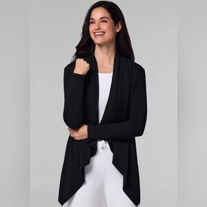 Coolibar Marietas Sun Wrap Black Cardigan Sweater with Sun Protection UPF 50+